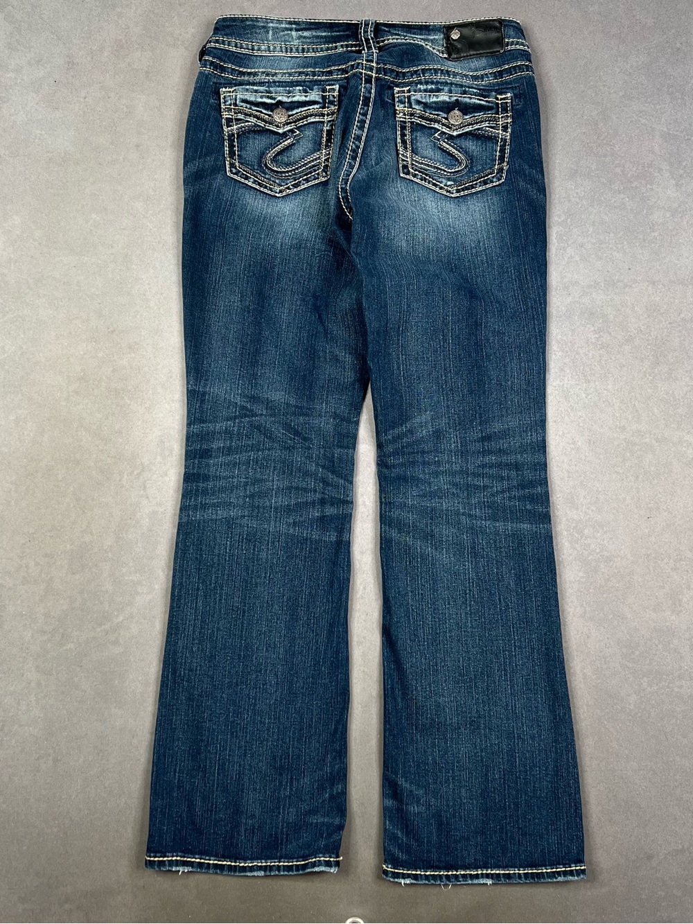 Silver Low Rise Dark Blue Bootcut Jeans